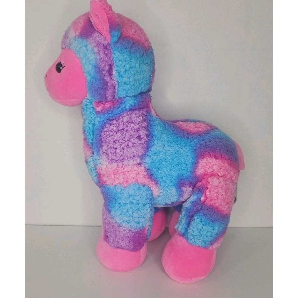 Build A Bear Tie Dye Llama Plush Stuffed Animal Toy 15" Fuzzy Alpaca Pink Blue - Picture 4 of 8